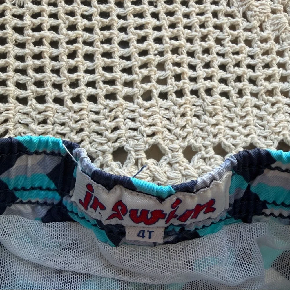 Jr. Swim Bathing Suit Trunks Shorts Blue Pattern Boys Toddler Size  4